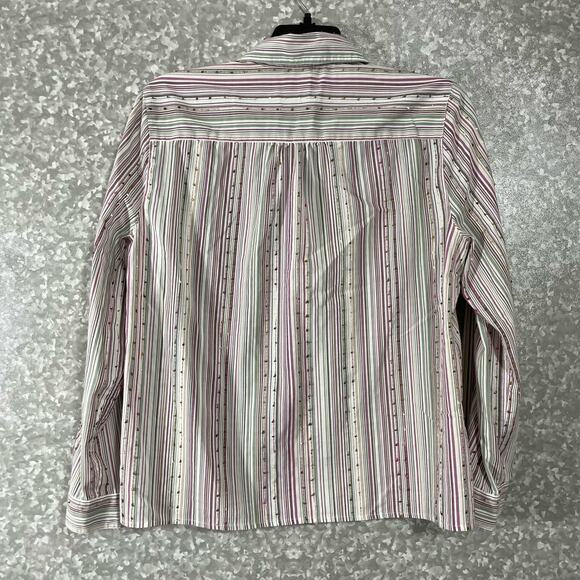 Alfred Dunner Pink Striped Plus Size Button Up Shirt - Size 14 - Embroidered Top - Picture 5 of 5